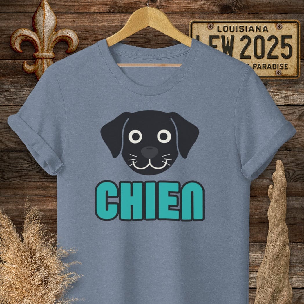 S / Heather Indigo Louisiana Chien (Dog) T-Shirt by Laissez Faire Wear