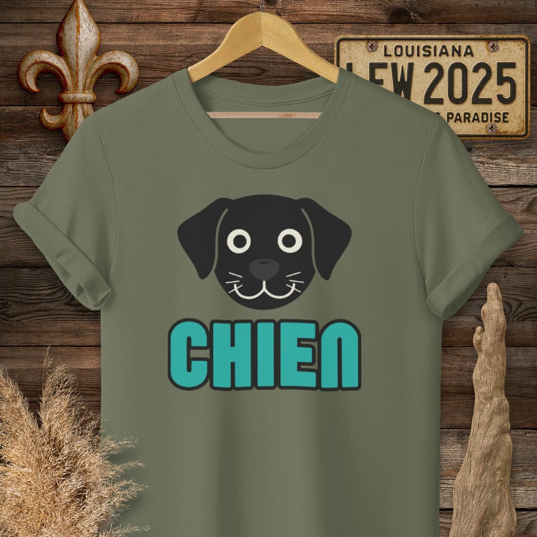 S / Military Green Louisiana Chien (Dog) T-Shirt by Laissez Faire Wear
