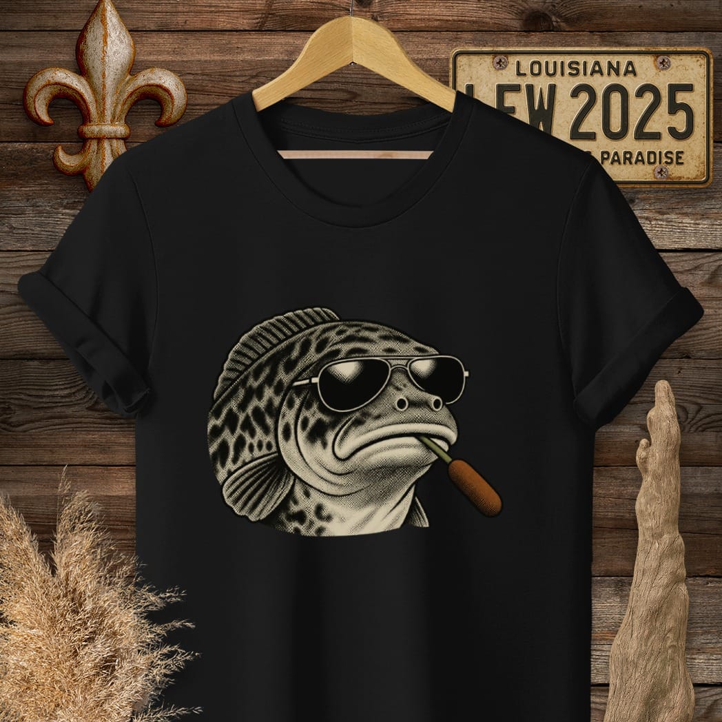 S / Black Louisiana Choupique Boss T-Shirt by Laissez Faire Wear