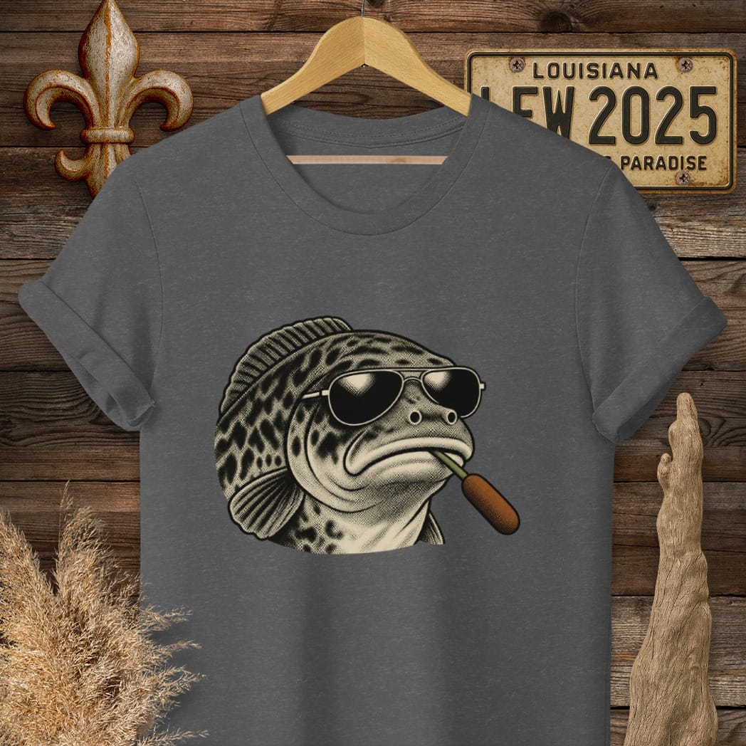 S / Dark Heather Louisiana Choupique Boss T-Shirt by Laissez Faire Wear