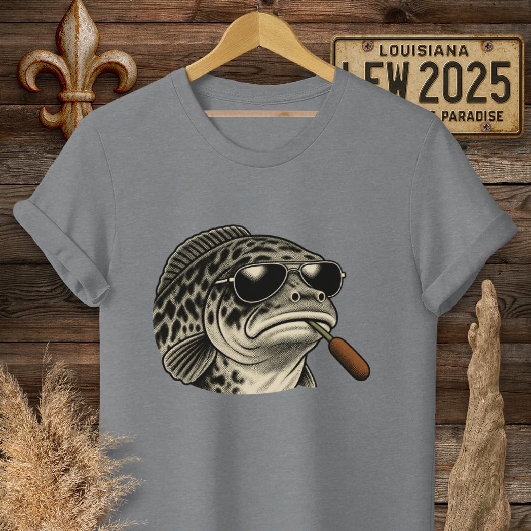 S / Graphite Heather Louisiana Choupique Boss T-Shirt by Laissez Faire Wear
