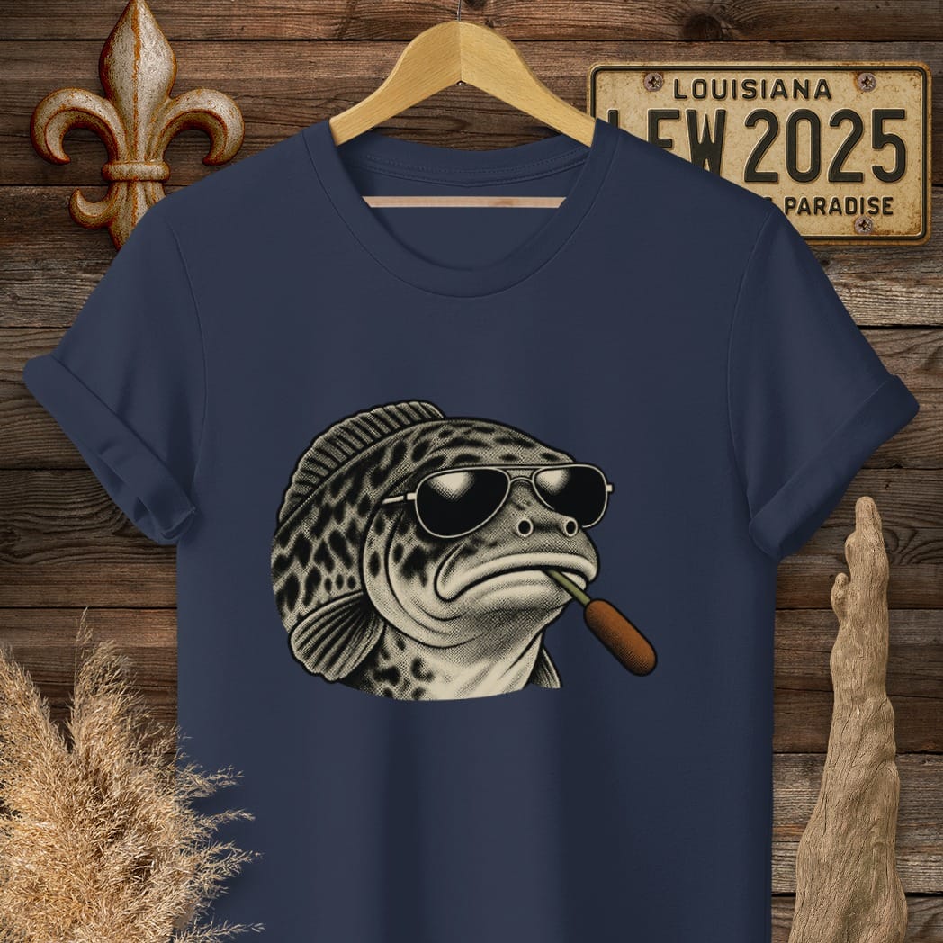 S / Navy Louisiana Choupique Boss T-Shirt by Laissez Faire Wear