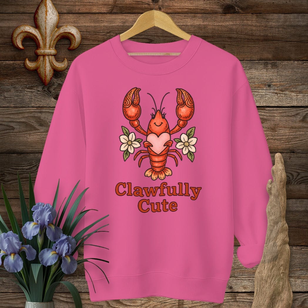 S / Heliconia Louisiana Clawfully Cute Crawfish Sweatshirt by Laissez Faire Wear