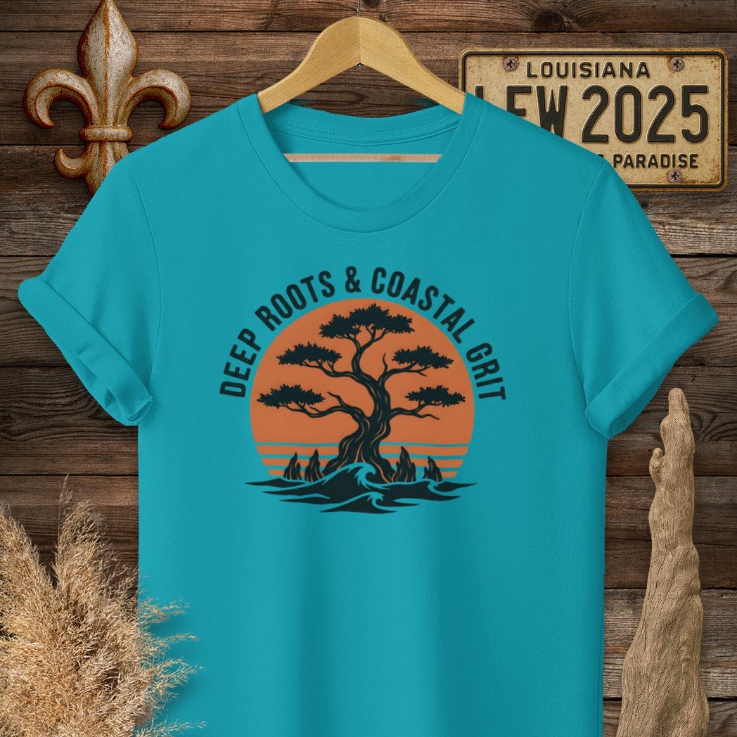 S / Tropical Blue Louisiana Coastal Grit & Roots T-Shirt by Laissez Faire Wear
