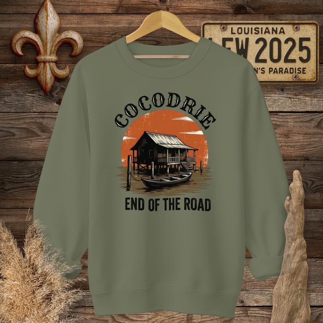 S / Military Green Louisiana Cocodrie Sweatshirt by Laissez Faire Wear