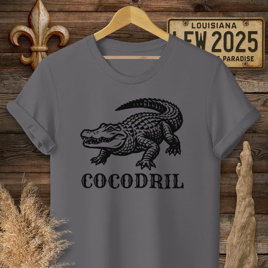 S / Charcoal Louisiana Cocodril T-Shirt by Laissez Faire Wear