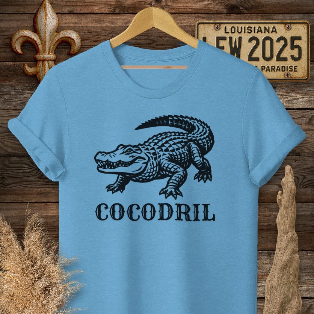 S / Heather Sapphire Louisiana Cocodril T-Shirt by Laissez Faire Wear