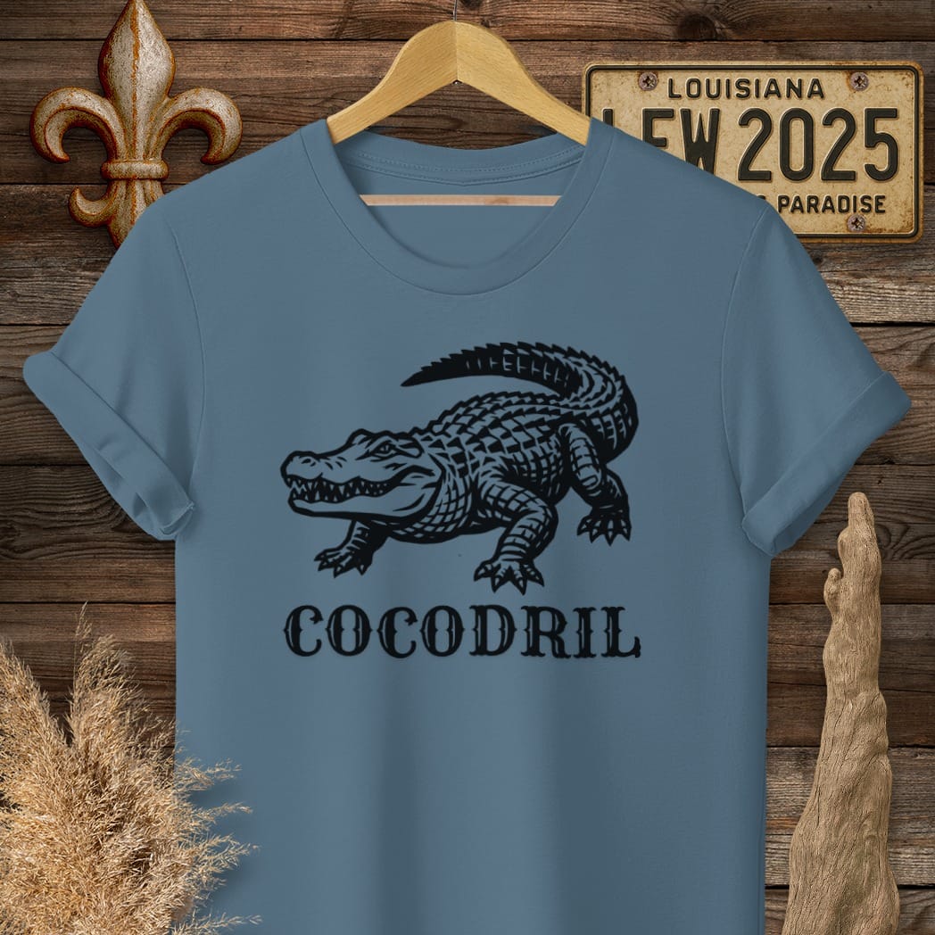 S / Indigo Blue Louisiana Cocodril T-Shirt by Laissez Faire Wear