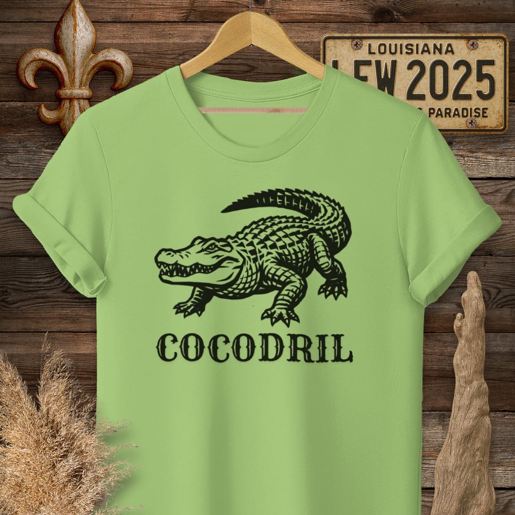 S / Lime Louisiana Cocodril T-Shirt by Laissez Faire Wear