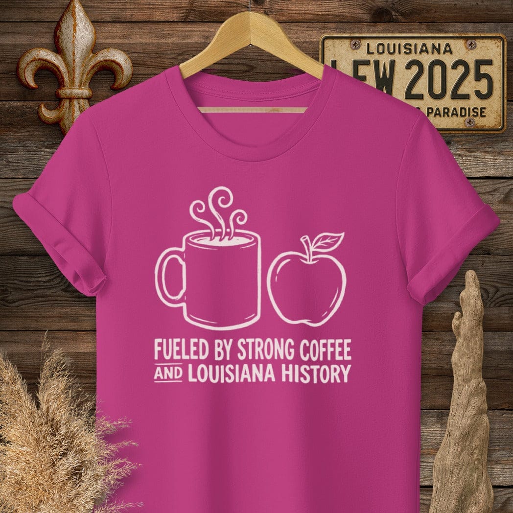 S / Antique Heliconia Louisiana Coffee & Louisiana History T-Shirt by Laissez Faire Wear