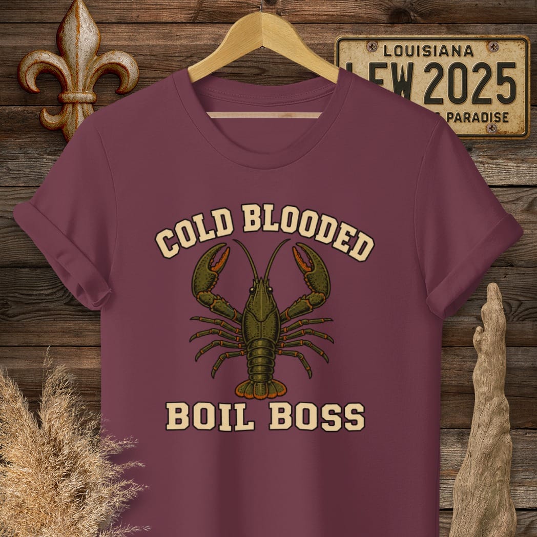 Maroon / S Louisiana Cold-Blooded Boil Boss T-Shirt by Laissez Faire Wear