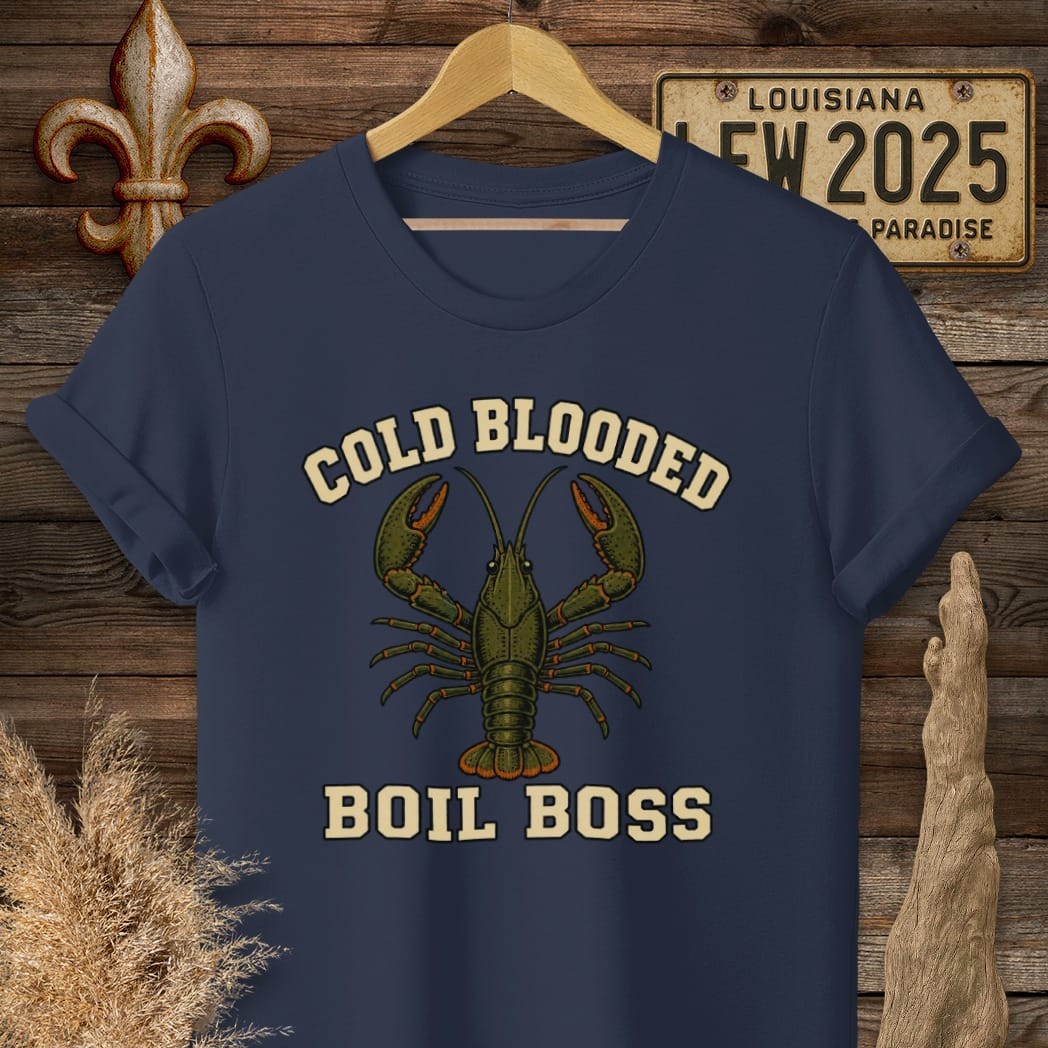 Navy / S Louisiana Cold-Blooded Boil Boss T-Shirt by Laissez Faire Wear