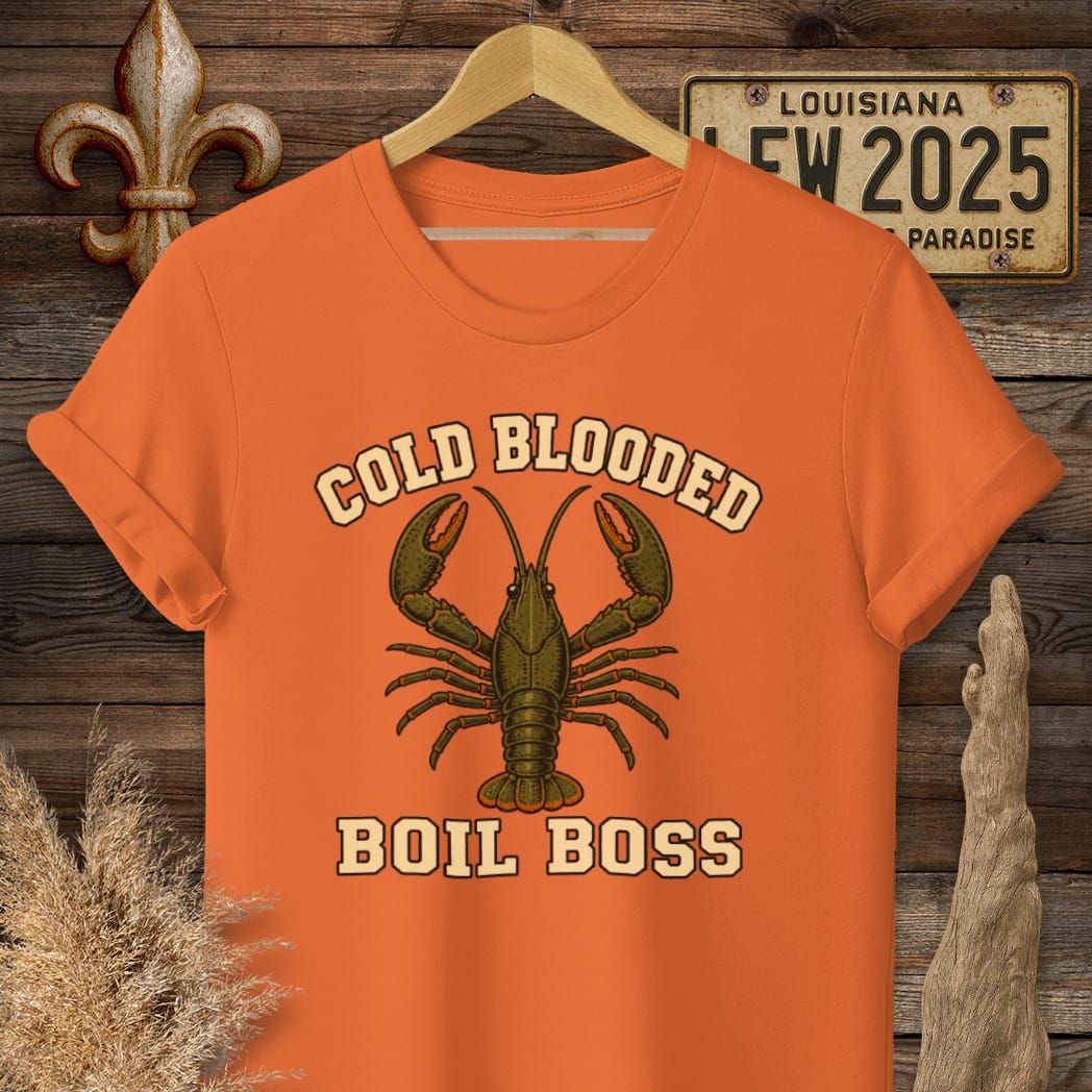 Orange / S Louisiana Cold-Blooded Boil Boss T-Shirt by Laissez Faire Wear