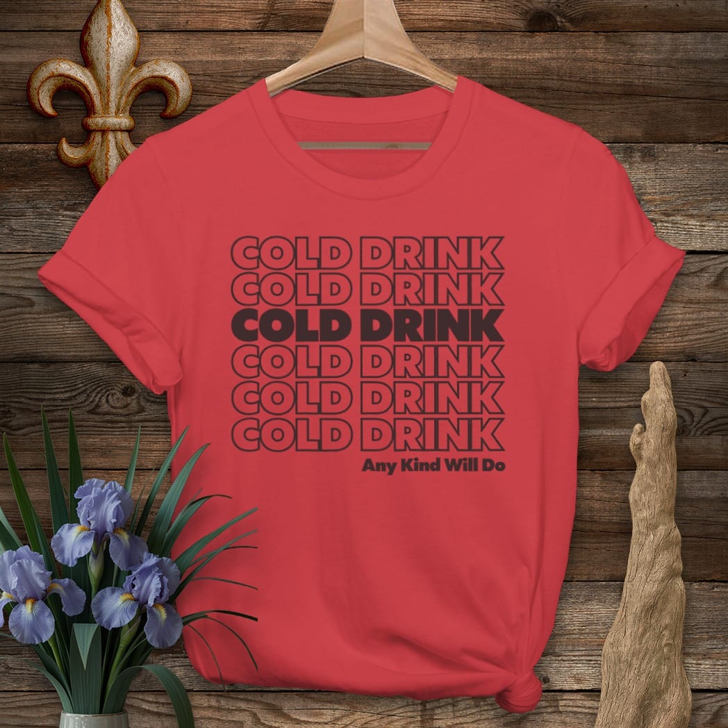 S / Red Louisiana Cold Drink T-Shirt by Laissez Faire Wear