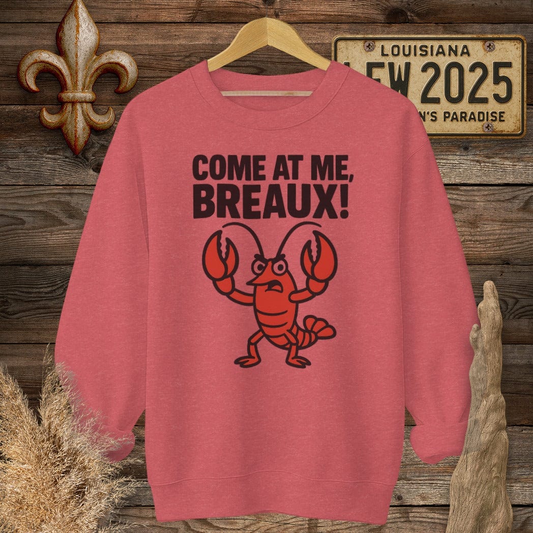 S / Heather Scarlet Red Louisiana Come at Me, Breaux! Sweatshirt by Laissez Faire Wear