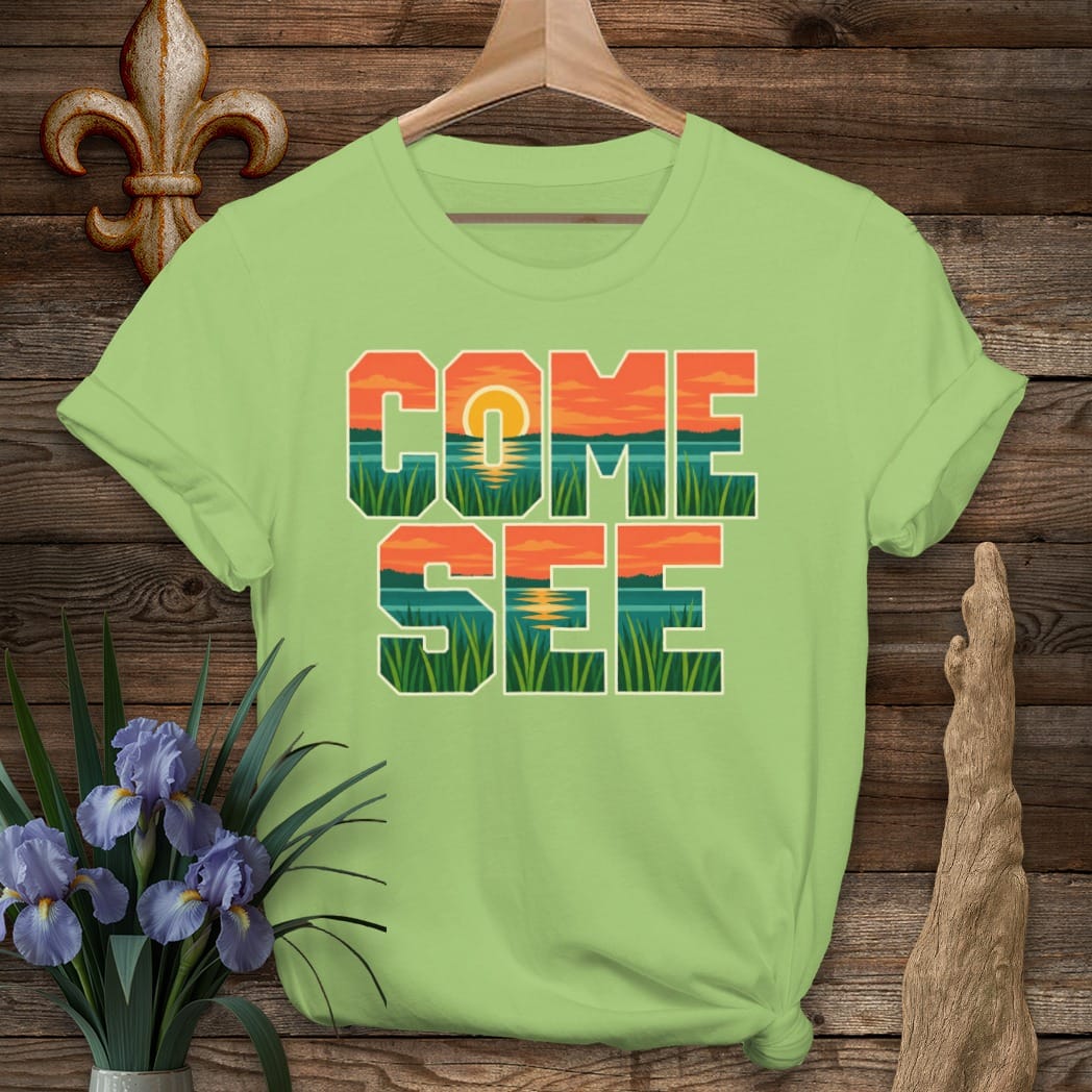 S / Lime Louisiana Come See T-Shirt by Laissez Faire Wear