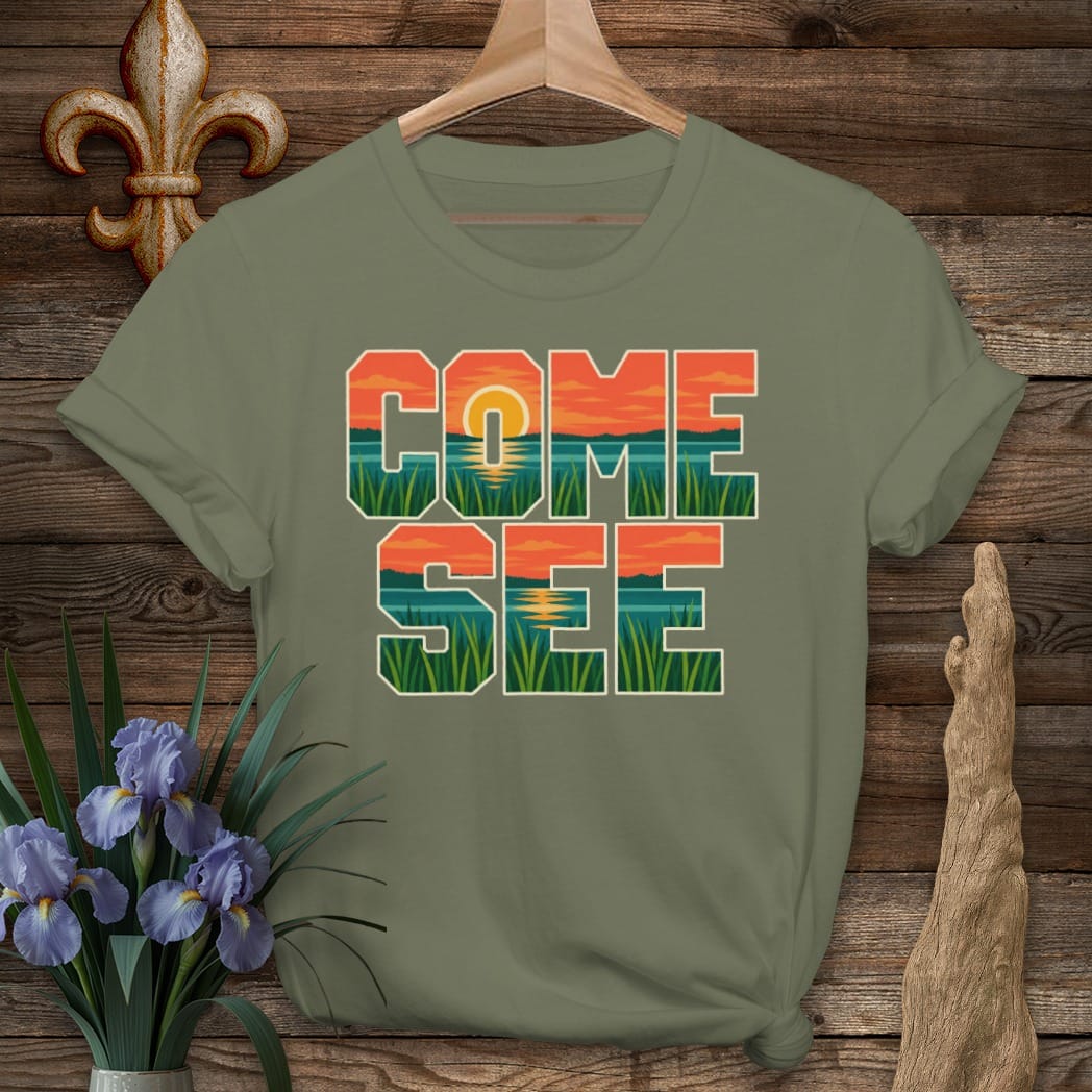 S / Military Green Louisiana Come See T-Shirt by Laissez Faire Wear
