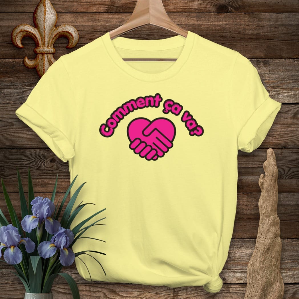 S / Cornsilk Louisiana Comment Ca Va? T-Shirt by Laissez Faire Wear