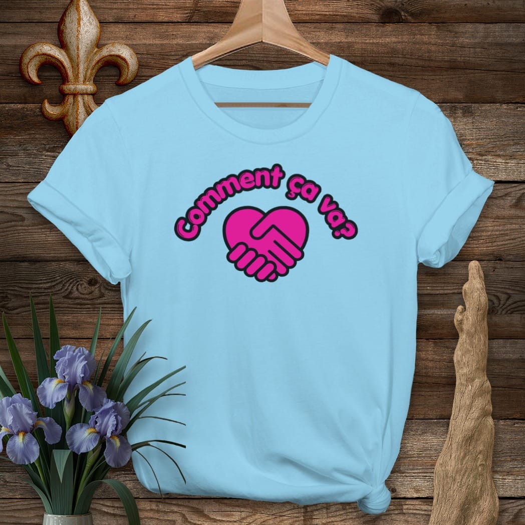 S / Sky Louisiana Comment Ca Va? T-Shirt by Laissez Faire Wear