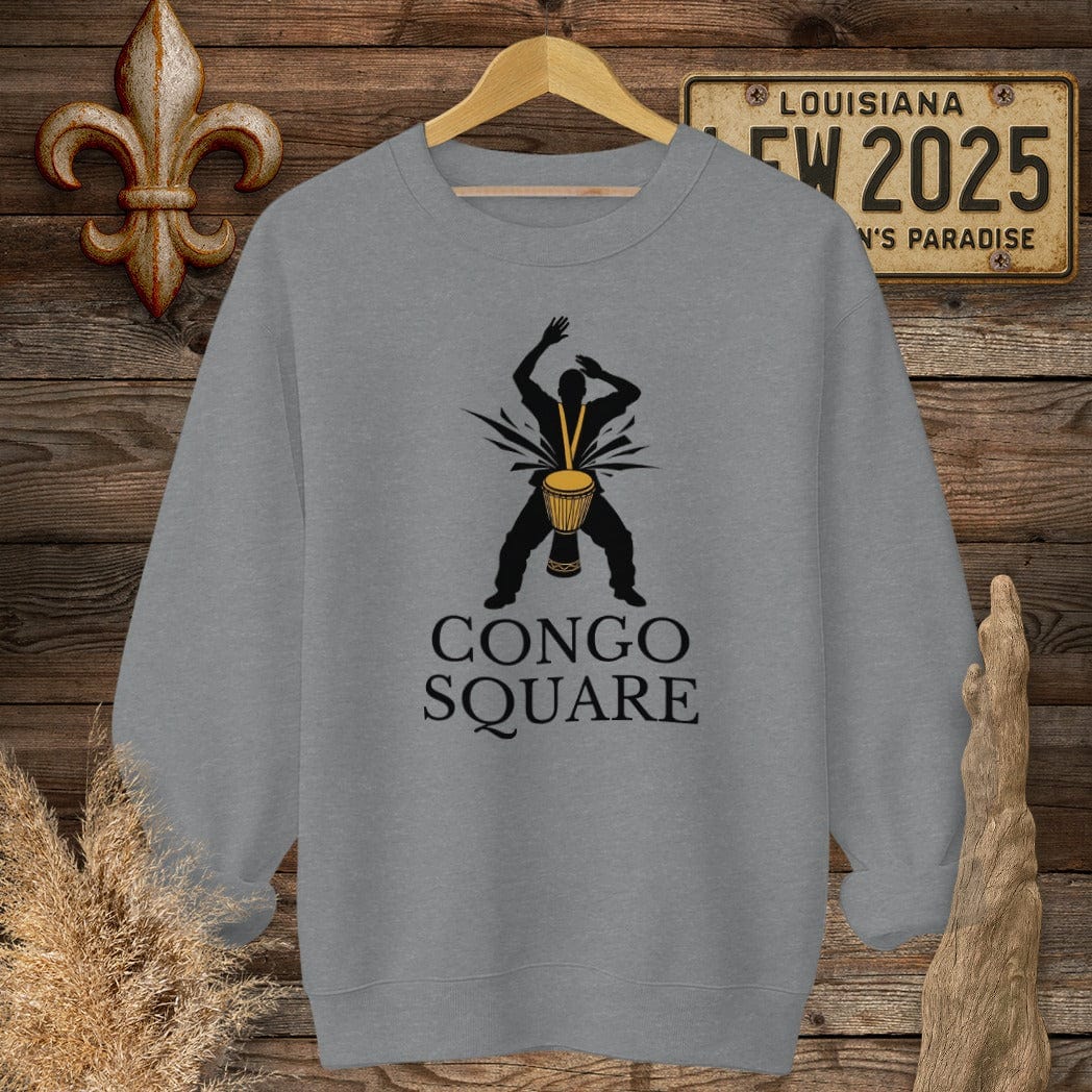 S / Graphite Heather Louisiana Congo Square Sweatshirt by Laissez Faire Wear