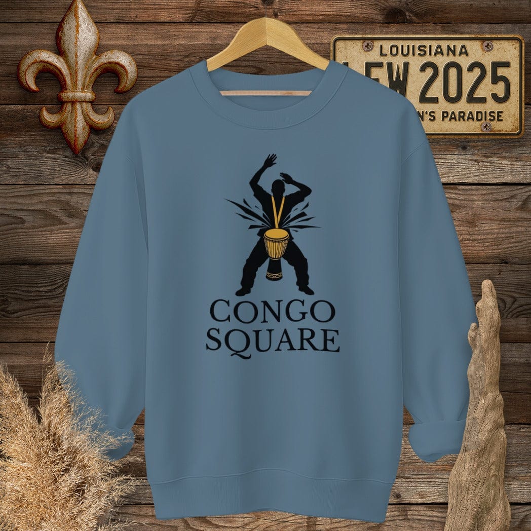 S / Indigo Blue Louisiana Congo Square Sweatshirt by Laissez Faire Wear
