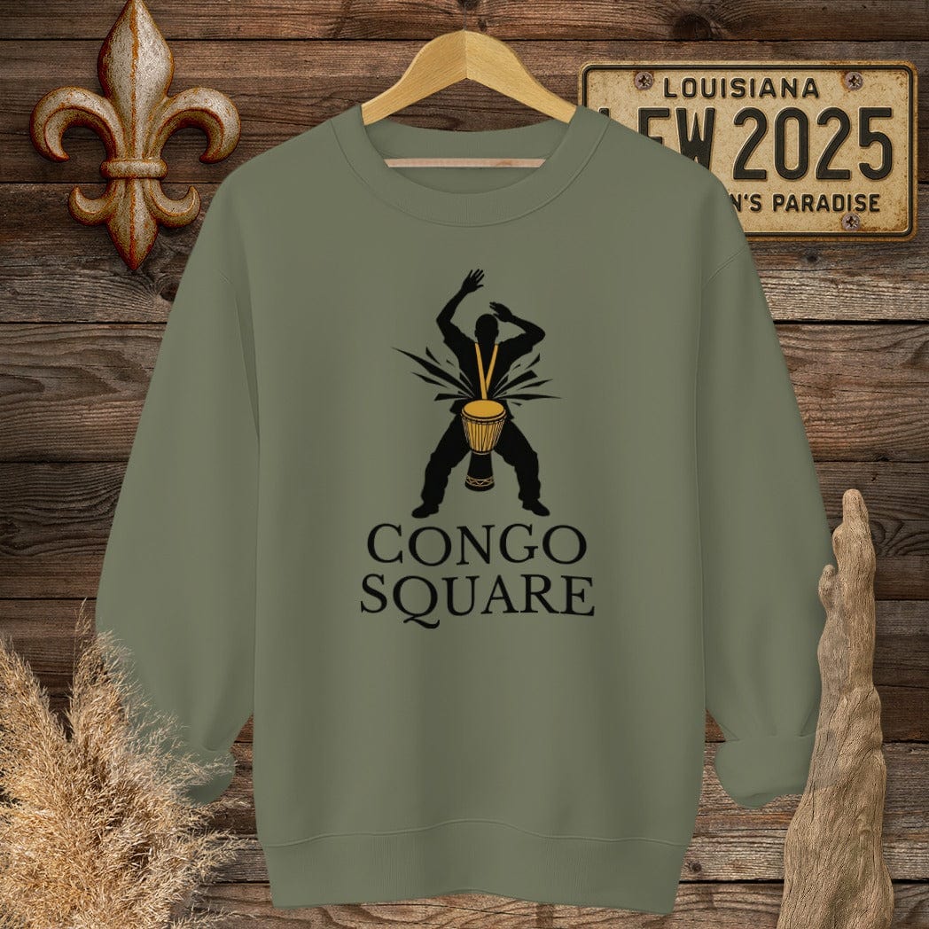 S / Military Green Louisiana Congo Square Sweatshirt by Laissez Faire Wear