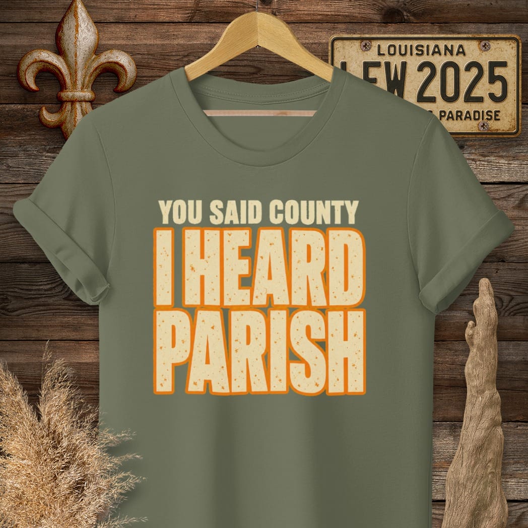 S / Military Green Louisiana County Line Refusal T-Shirt by Laissez Faire Wear
