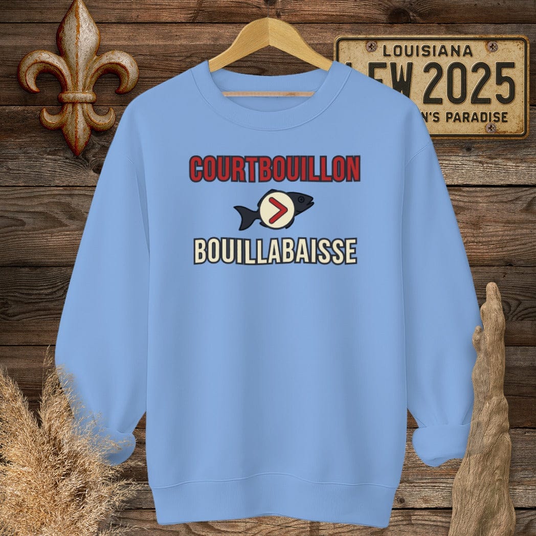 S / Carolina Blue Louisiana Courtbouillon > Bouillabaisse Sweatshirt by Laissez Faire Wear