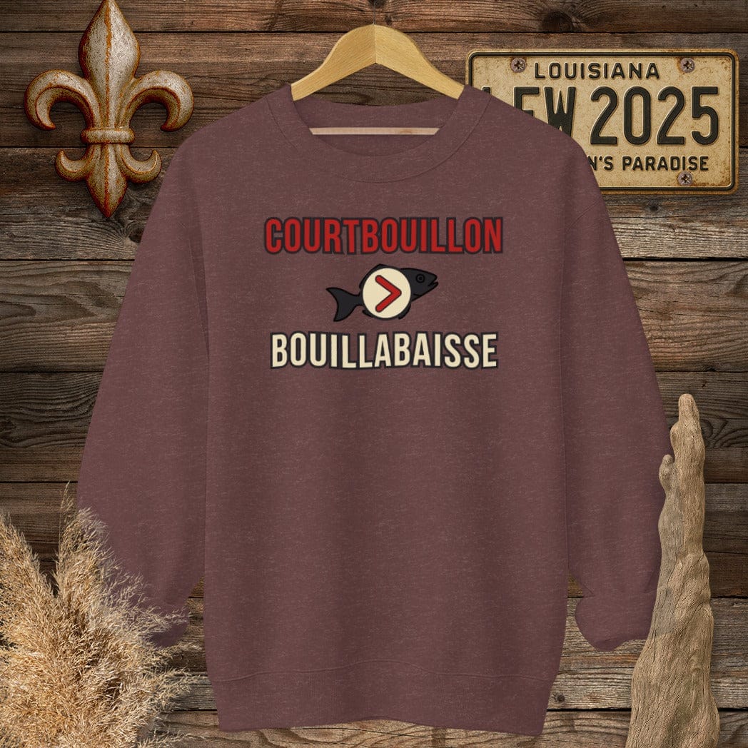 S / Heather Sport Dark Maroon Louisiana Courtbouillon > Bouillabaisse Sweatshirt by Laissez Faire Wear