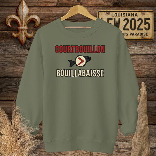 S / Military Green Louisiana Courtbouillon > Bouillabaisse Sweatshirt by Laissez Faire Wear