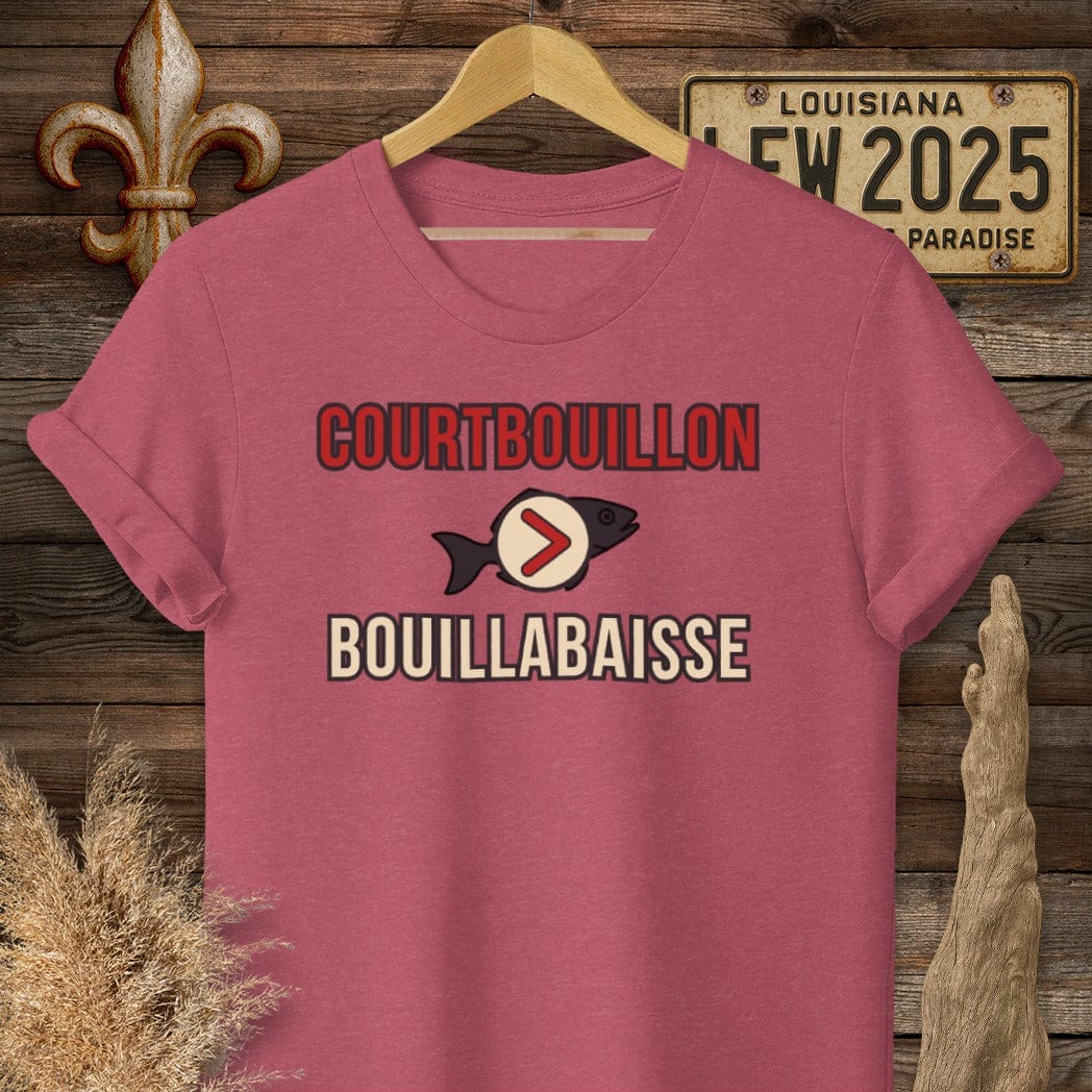 S / Heather Cardinal Louisiana Courtbouillon > Bouillabaisse T-Shirt by Laissez Faire Wear