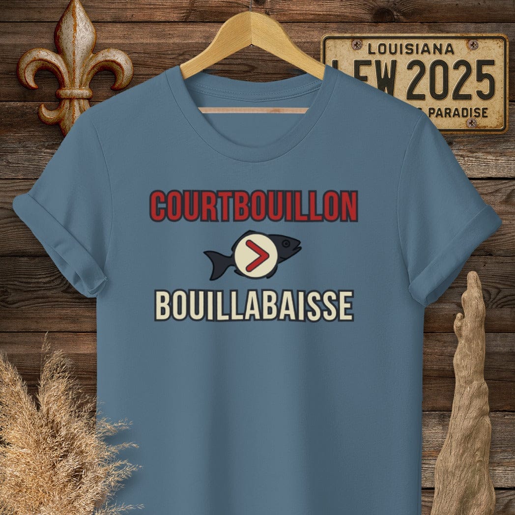 S / Indigo Blue Louisiana Courtbouillon > Bouillabaisse T-Shirt by Laissez Faire Wear