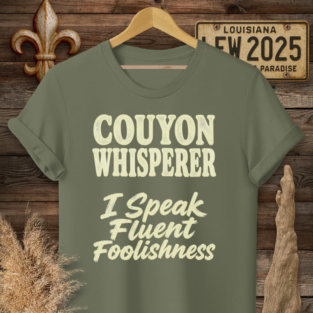 S / Military Green Louisiana Couyon Whisperer T-Shirt by Laissez Faire Wear
