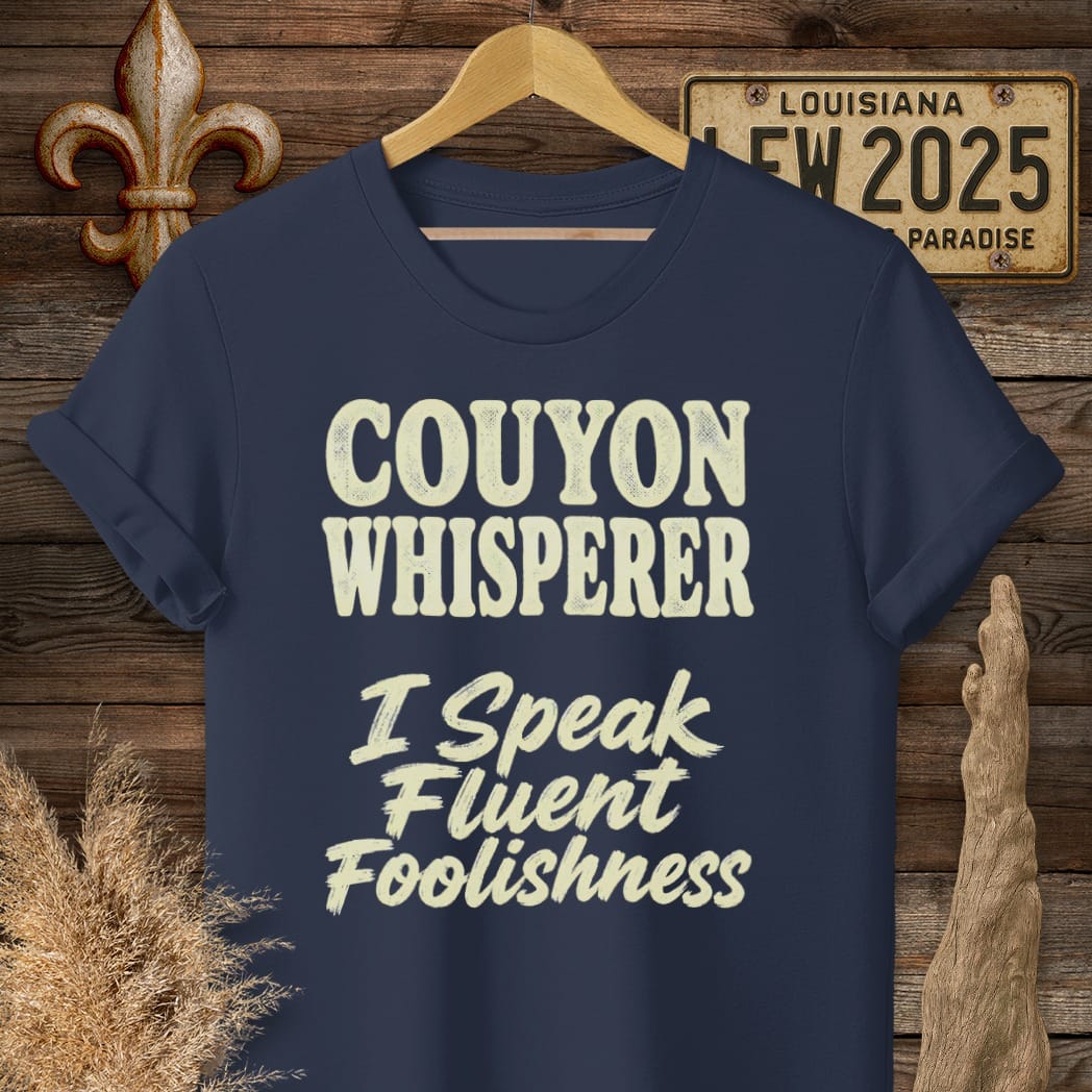 S / Navy Louisiana Couyon Whisperer T-Shirt by Laissez Faire Wear