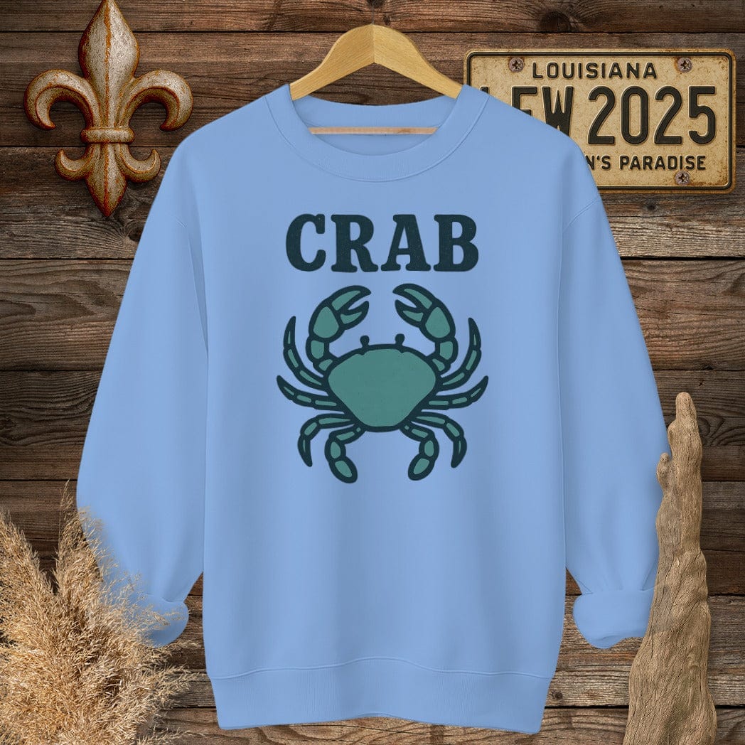 S / Carolina Blue Louisiana Crab Minimalist Sweatshirt by Laissez Faire Wear