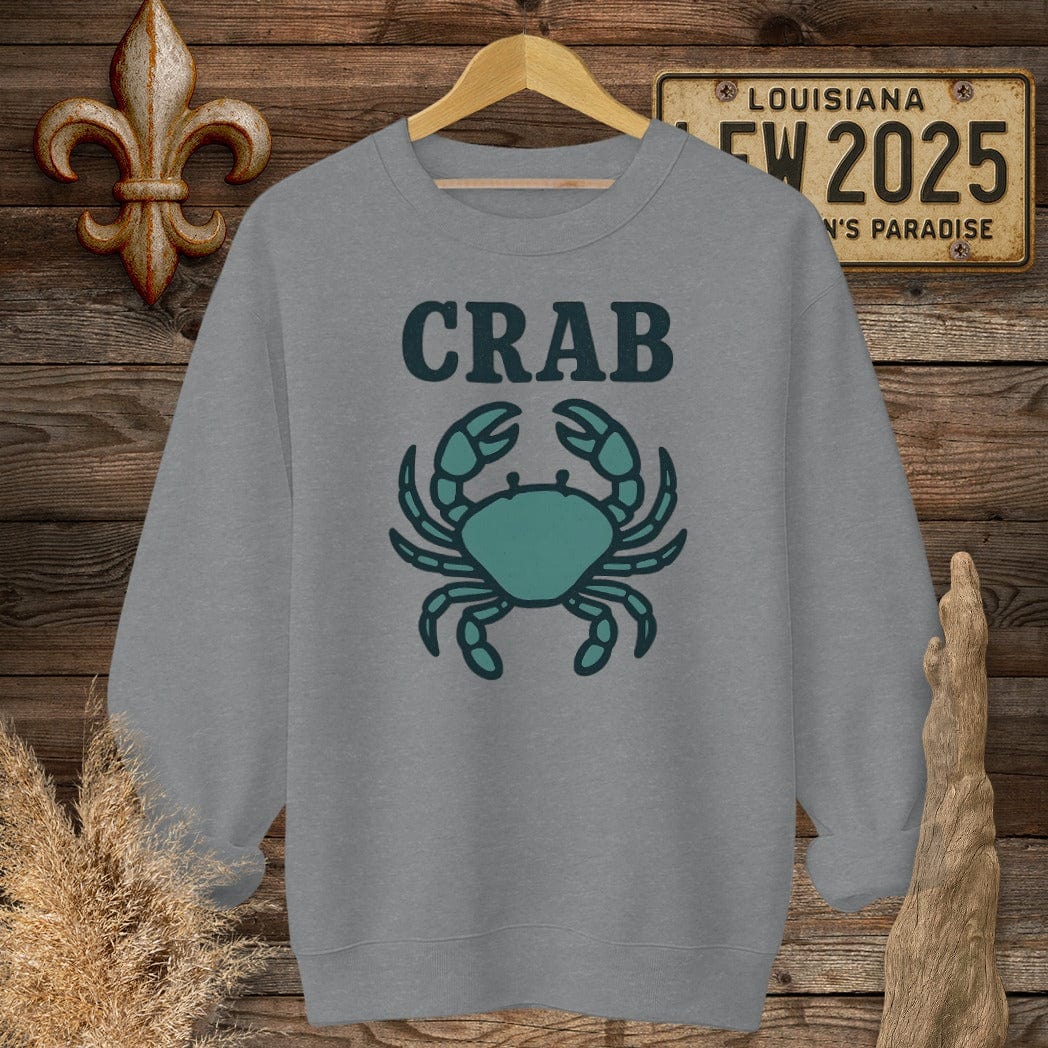 S / Graphite Heather Louisiana Crab Minimalist Sweatshirt by Laissez Faire Wear