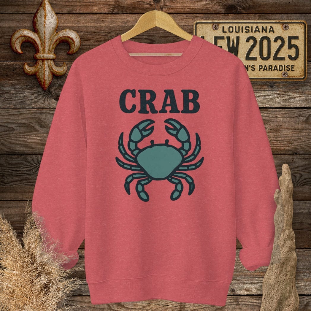 S / Heather Scarlet Red Louisiana Crab Minimalist Sweatshirt by Laissez Faire Wear