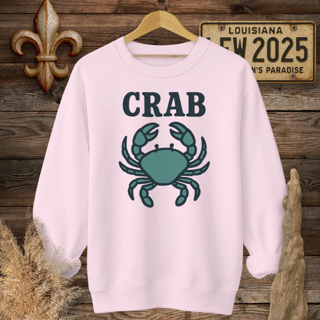 S / Light Pink Louisiana Crab Minimalist Sweatshirt by Laissez Faire Wear