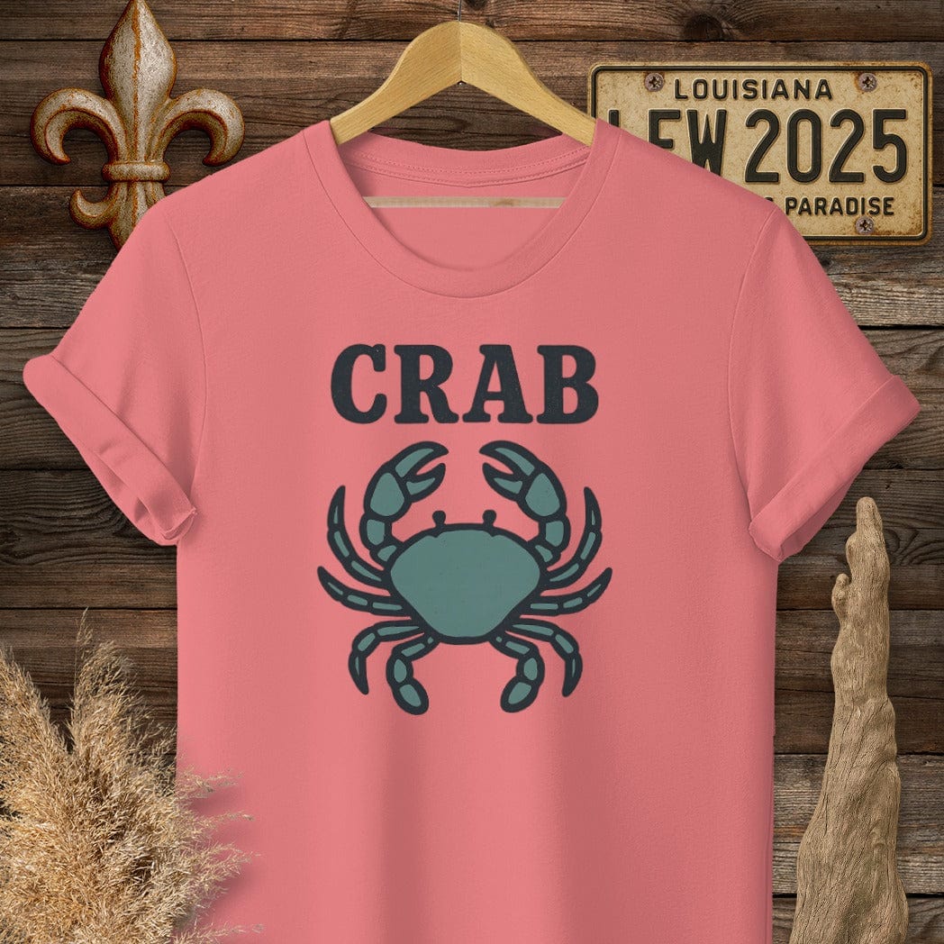 S / Coral Silk Louisiana Crab Minimalist T-Shirt by Laissez Faire Wear