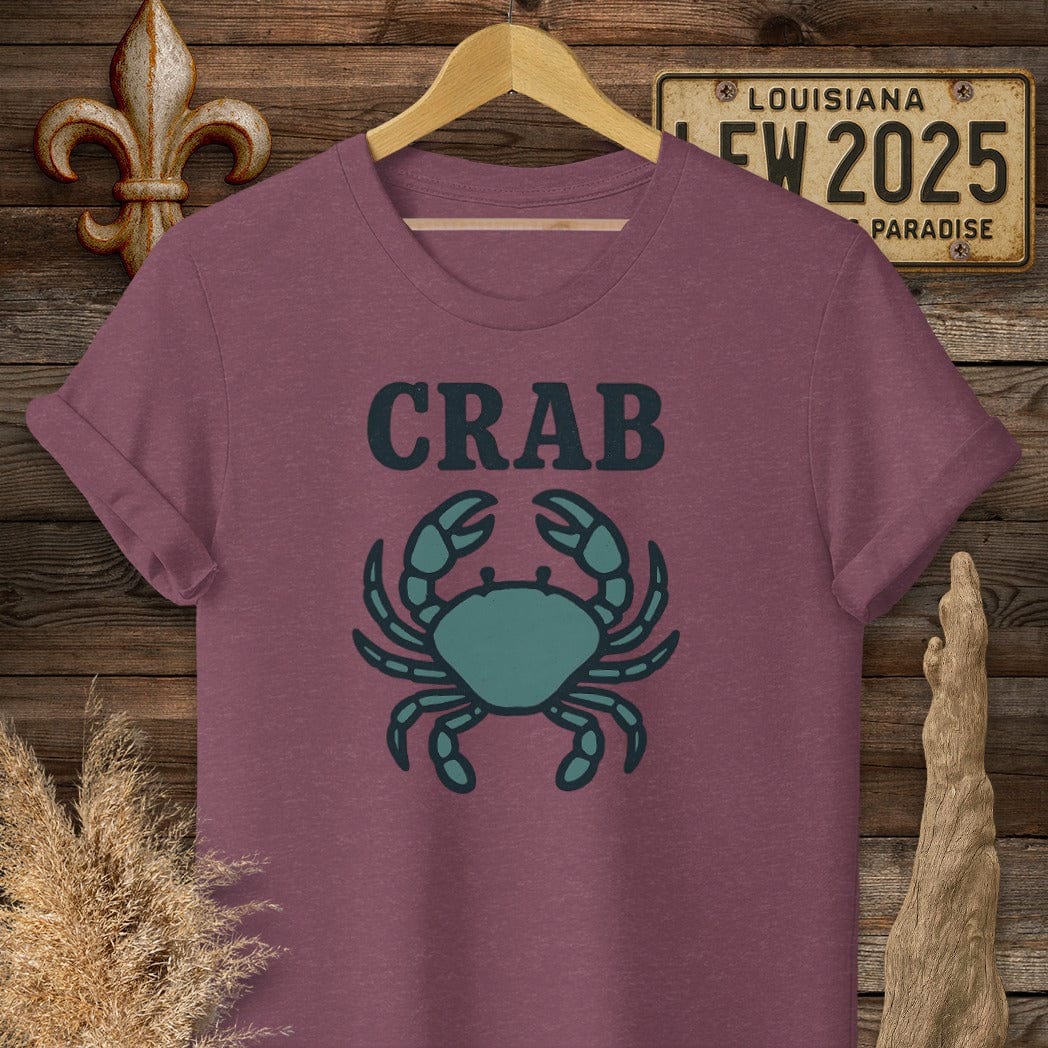 S / Heather Maroon Louisiana Crab Minimalist T-Shirt by Laissez Faire Wear