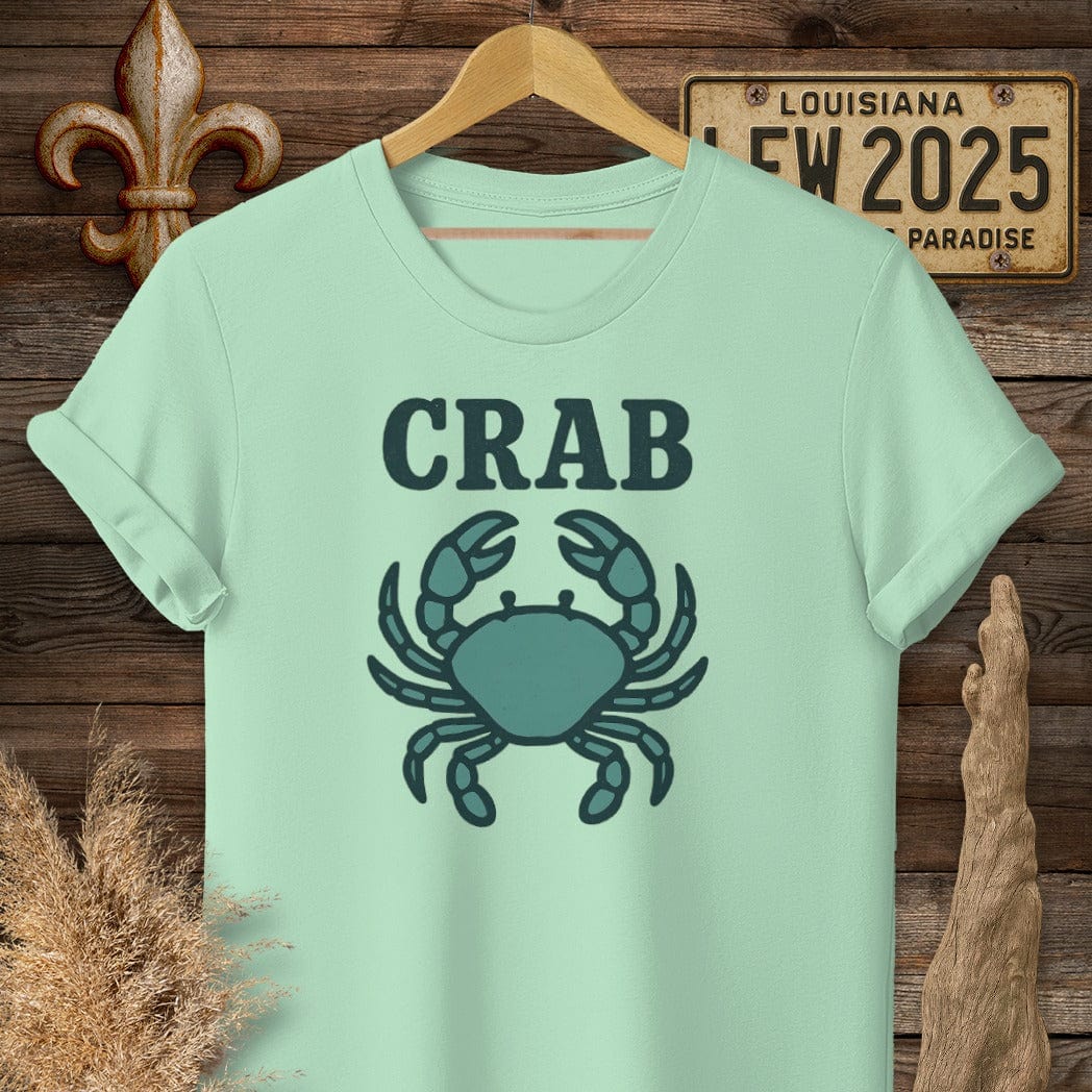 S / Mint Green Louisiana Crab Minimalist T-Shirt by Laissez Faire Wear