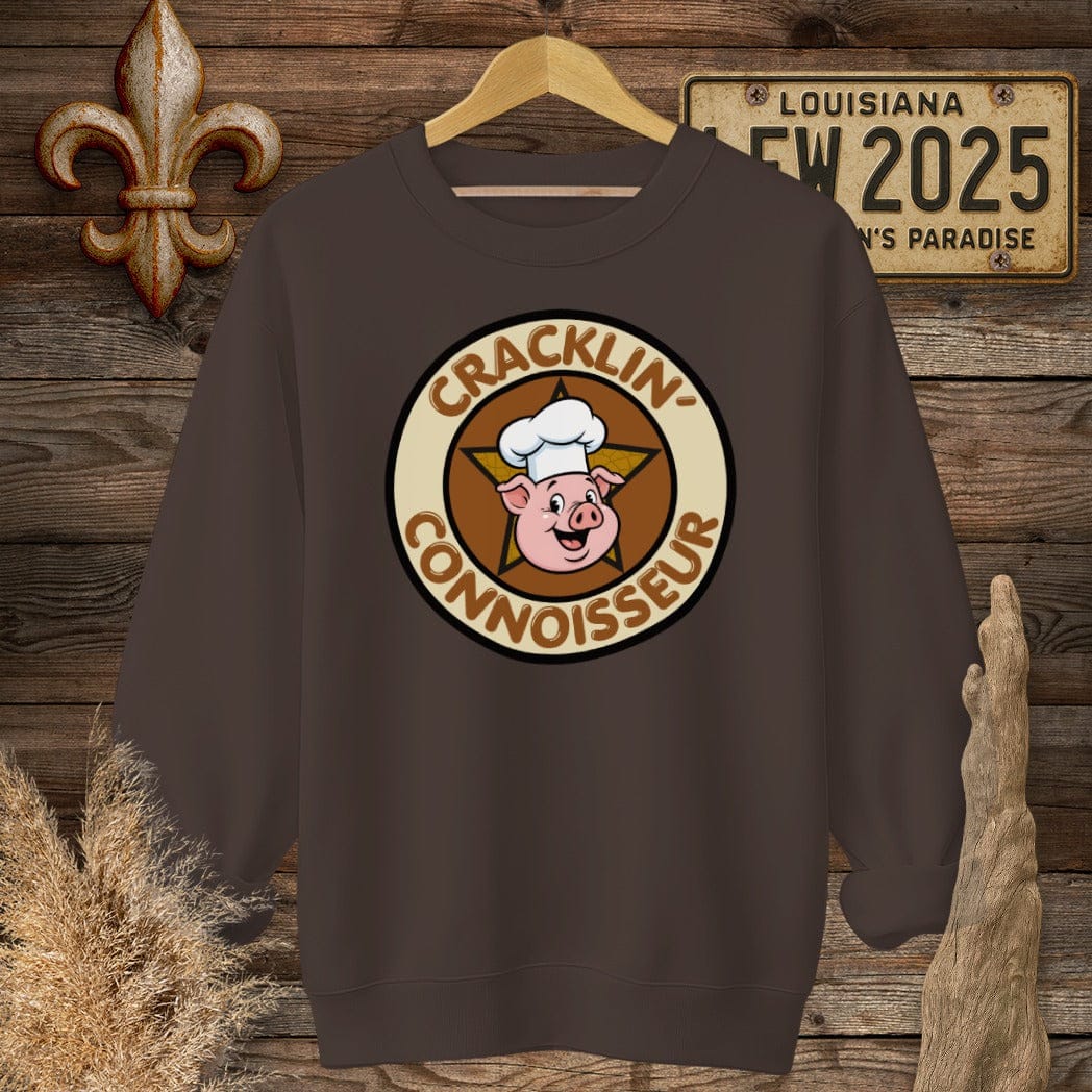 S / Dark Chocolate Louisiana Cracklin Connoisseur Sweatshirt by Laissez Faire Wear