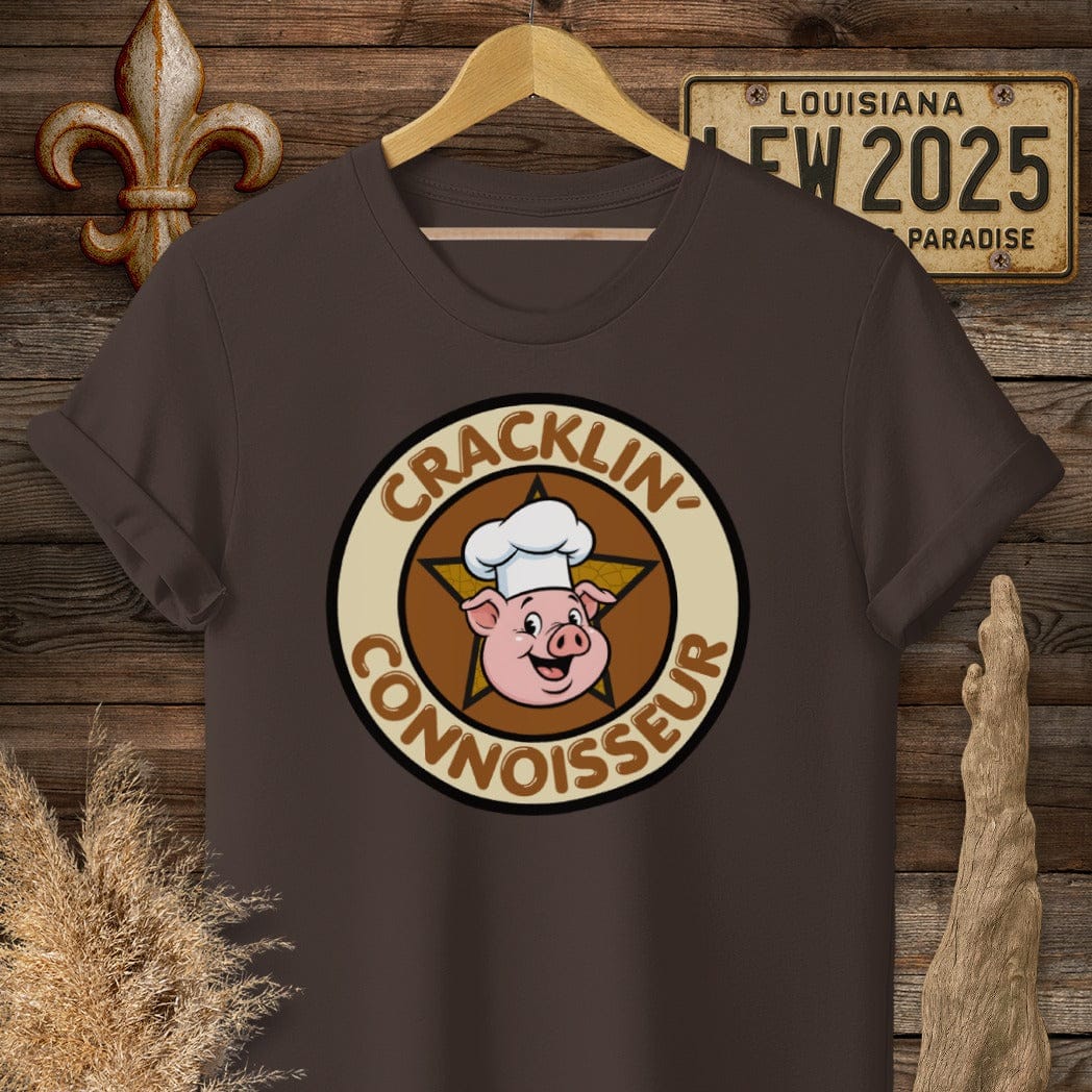 S / Dark Chocolate Louisiana Cracklin Connoisseur T-Shirt by Laissez Faire Wear