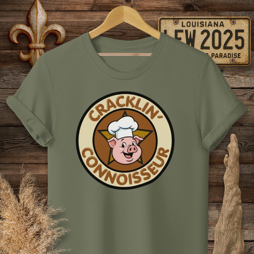 S / Military Green Louisiana Cracklin Connoisseur T-Shirt by Laissez Faire Wear