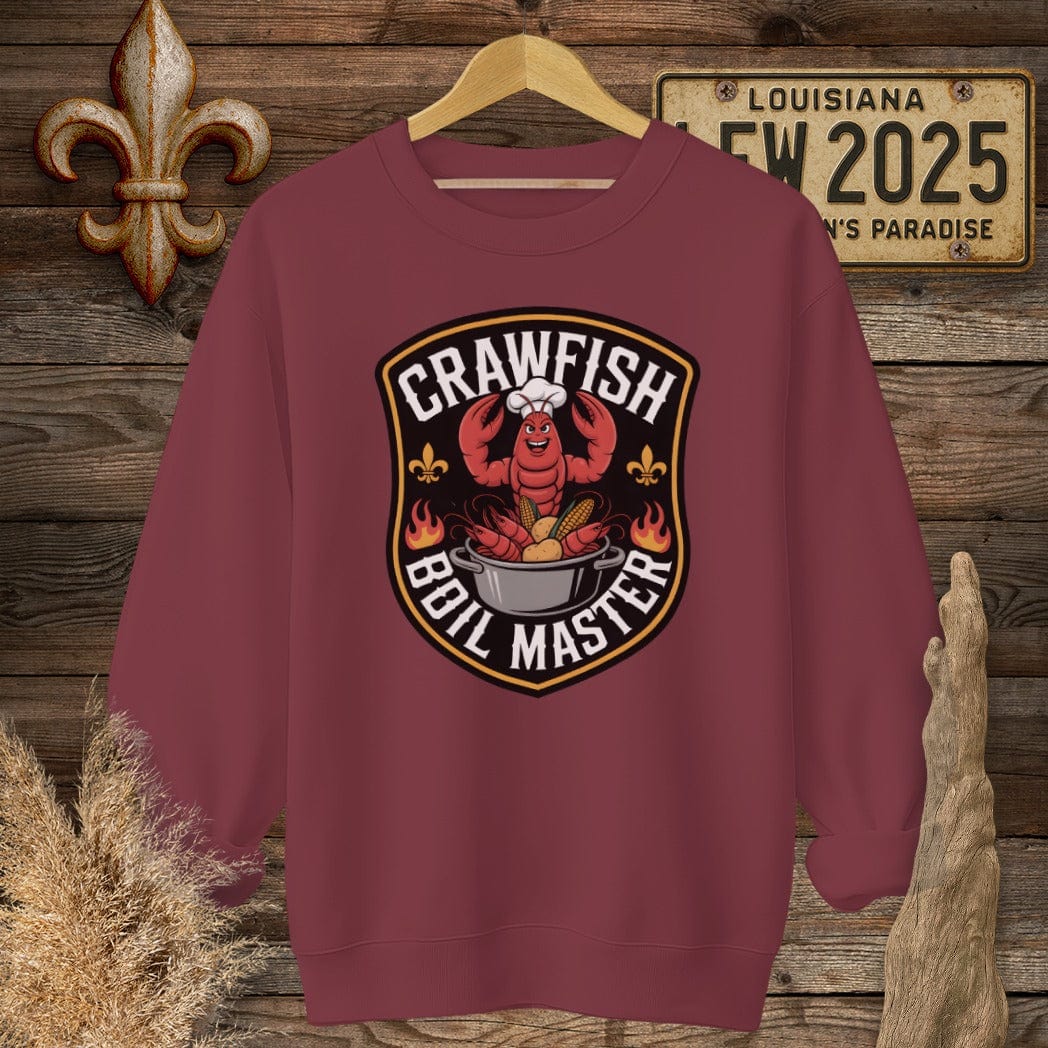 S / Garnet Louisiana Crawfish Boil Master sweatshirt by Laissez Faire Wear