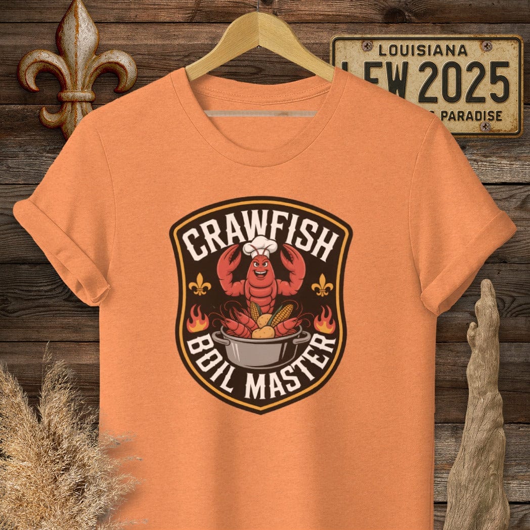 S / Heather Orange Louisiana Crawfish Boil Master T-Shirt by Laissez Faire Wear