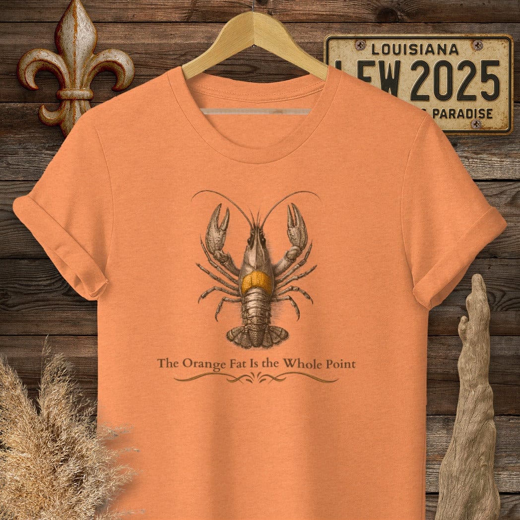 S / Heather Orange Louisiana Crawfish Fat T-Shirt by Laissez Faire Wear