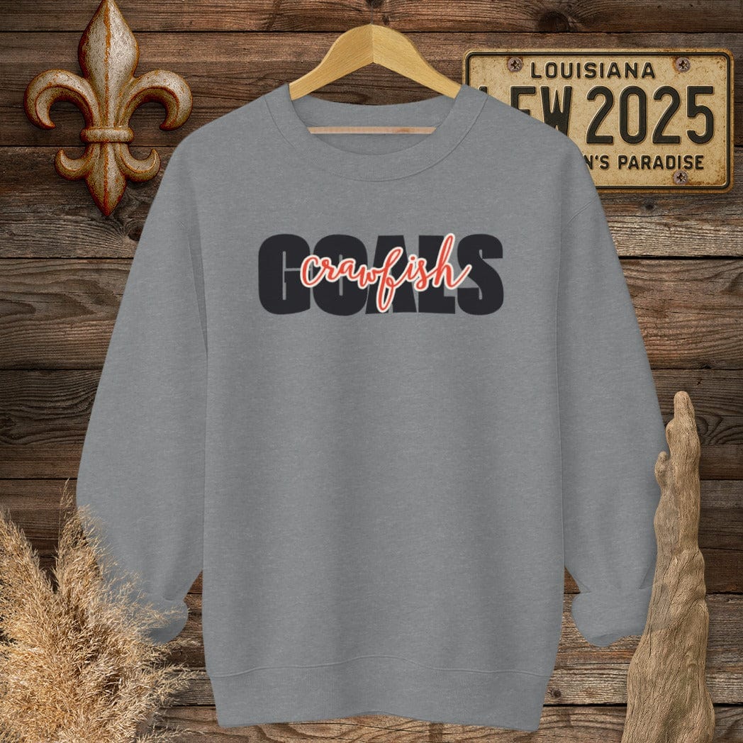 S / Graphite Heather Louisiana Crawfish Goals Sweatshirt by Laissez Faire Wear