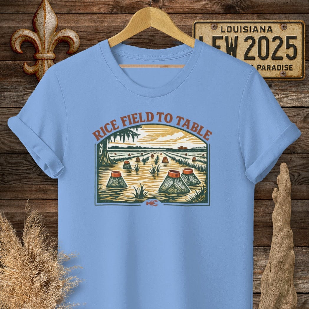 S / Carolina Blue Louisiana Crawfish Harvest T-Shirt by Laissez Faire Wear