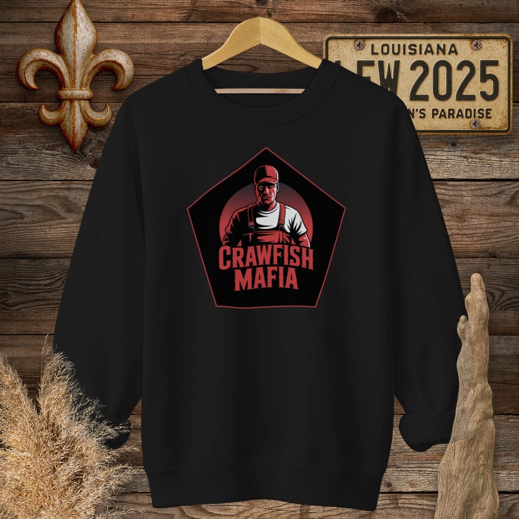 S / Black Louisiana Crawfish Mafia Cajun Sweatshirt by Laissez Faire Wear